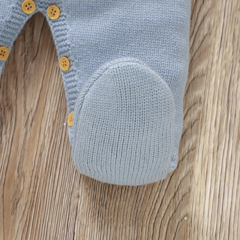 Baby Romper Knitted Toddler Kid Clothes 0-9M Infant Overalls Cute Bears Newborn Boys Girls Jumpsuit Long Sleeve Foot Wrap Autumn