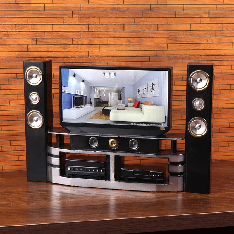 Dollhouse Audio TV Ornament in 1/12 Scale, Miniature Living Room Decor for Doll’s House, Micro Scene Toys