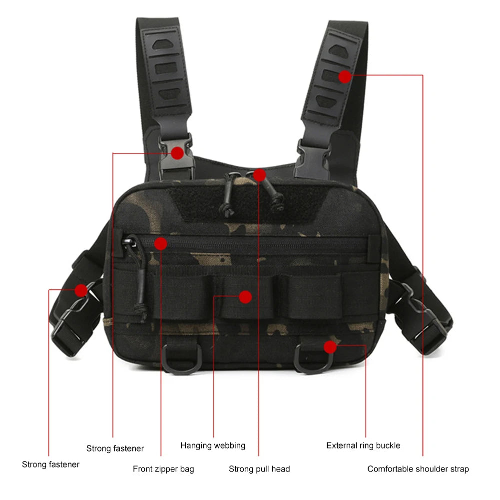 Fishing Chest Bag Men's Tactical Bags Waterproof Molle Nylon Climbing Camping Backpacks Outdoor Travel Vest Backpack Fanny Pack