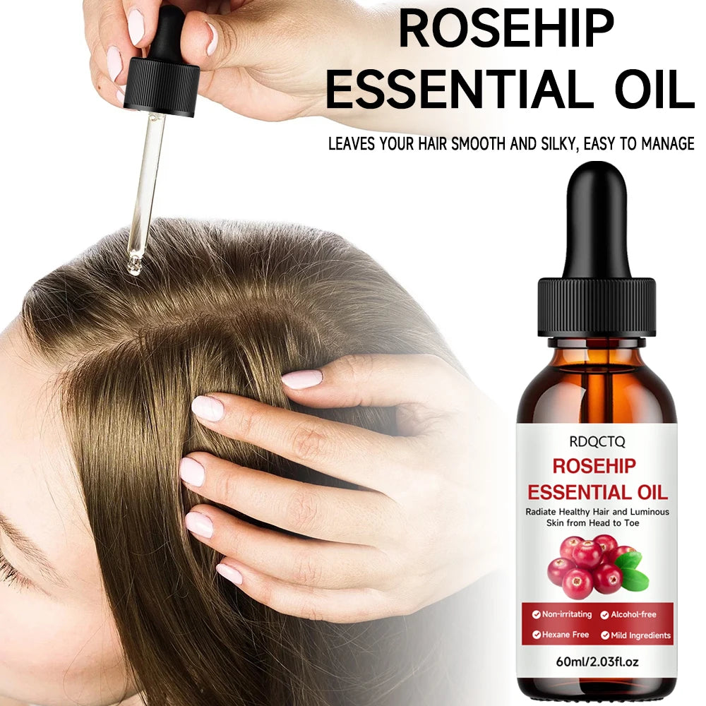 Rose Hip Oil for Hair & Skin - Pure Natural Moisturizing Essential Oil, Alcohol-Free, Nourishing Care for Healthy Look