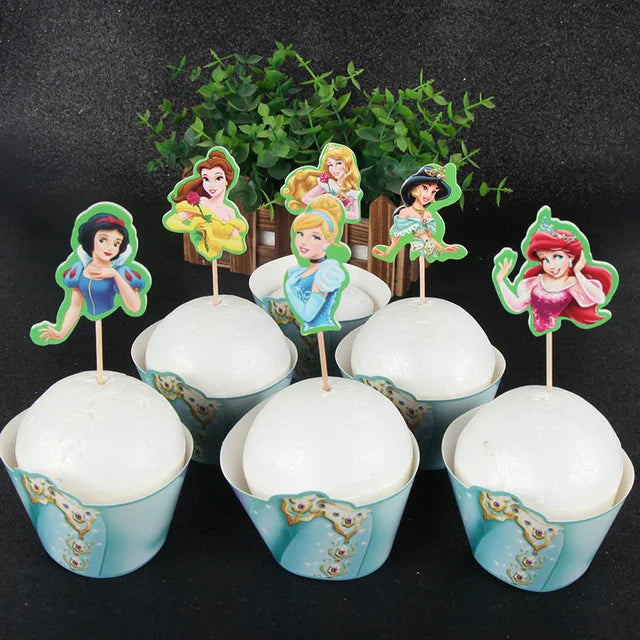 Princess Snow Queen Theme Disposable Tableware Decorations Kid Girl Birthday Party Supplies Princess Cup Plate Tablecloth Set