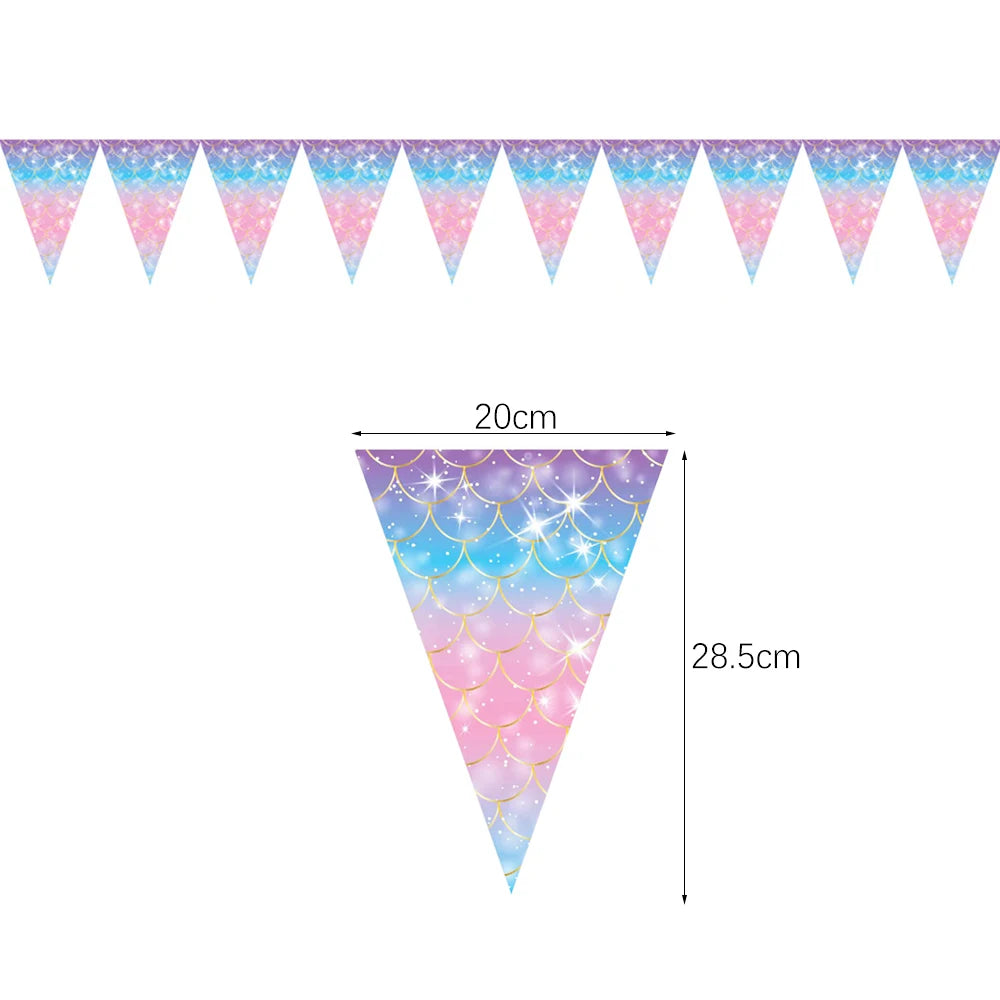 Mermaid Disposable Tableware Set Little Mermaid Paper Plates Cup Napkin Tablecloth Mermaid Birthday Party Decoration Girl