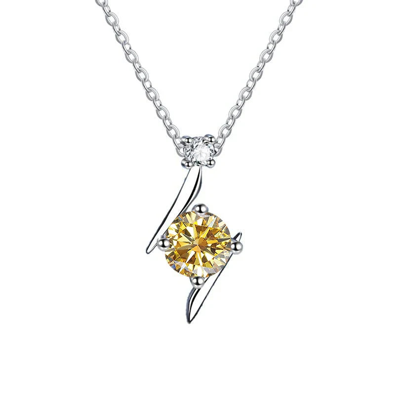1.0 carat women moissantie pendant necklace for charm lady  Solid 925 Sterling Silver Wedding Women Promise fine Jewelry gift