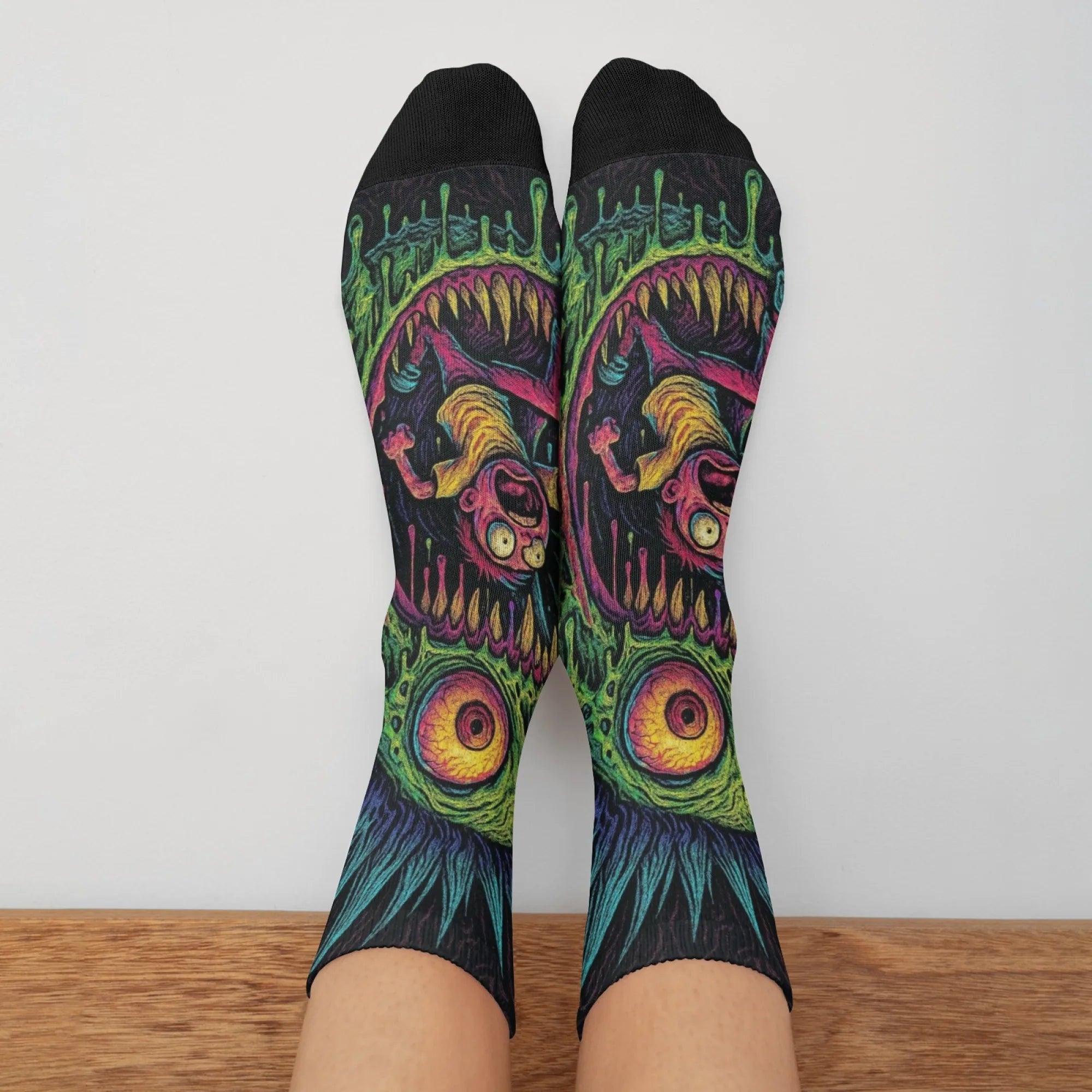 1 Pair Amusing Horror  Quirky Classic Horror Socks for Men Featuring A Retro Harajuku Street Style Perfect Funny Unique Gift