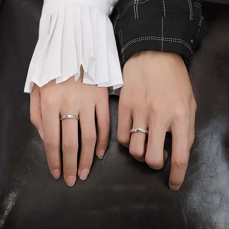 2 Pcs Couple Rings Mountains Seas Ring Jewelry Set Adjustable His Her Matching Ring for Lover