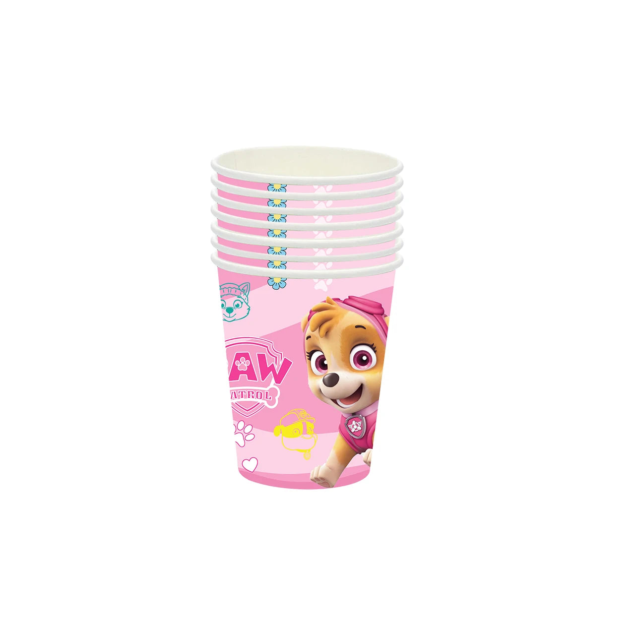 New Pink Skye Paw Patrol Theme Birthday Party Decoration Kids Tableware Supplies Tablecloth Balloon Cake Topper Straw