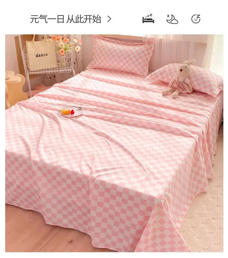 Bed Sheets Plaid Non-slip Comfortable Washed Twin Queen Full Size Nordic Style Universal Bedspread Simple Durable Antibacterial