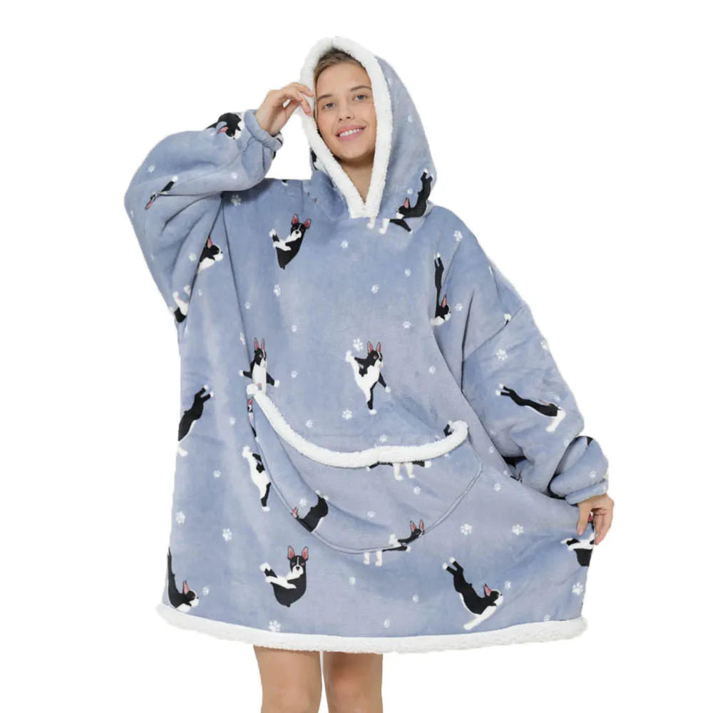 Lazy Hoodie Blanket Oversized for Women Winter Fleece Sherpa Leopard Print Sleeping Blanket Hoodies Thicken Fleece Sweatshirt
