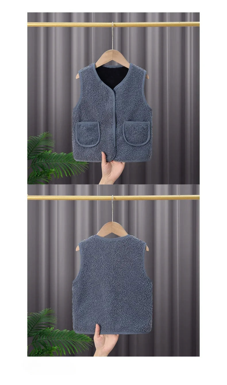 toddler girl winter clothes Autumn and Winter Children's New Lamb Velvet Vest Warm Vest for Infants and Girls toddler