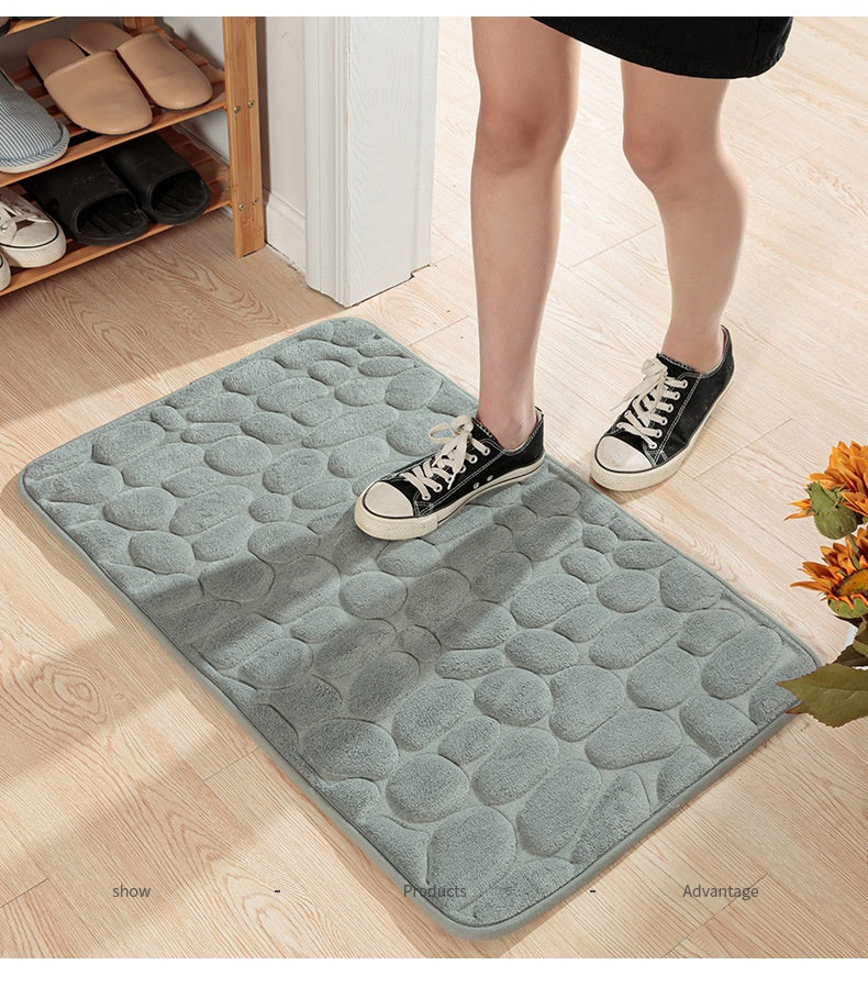 Mat Non-slip Carpets Cobblestone Embossed Bathroom Bath In Wash Basin Bathtub Side Floor Rug Shower Room Doormat Memory Foam