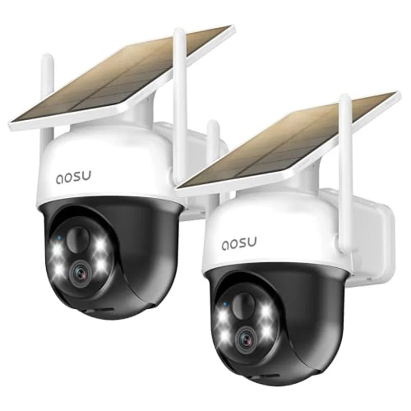 Renewed AOSU 2/4/6/8pcs 3MP Solar Camera 5000mAh Battery Two-way Audio Security Camera Wireless Solar Panel PTZ CCTV Camera