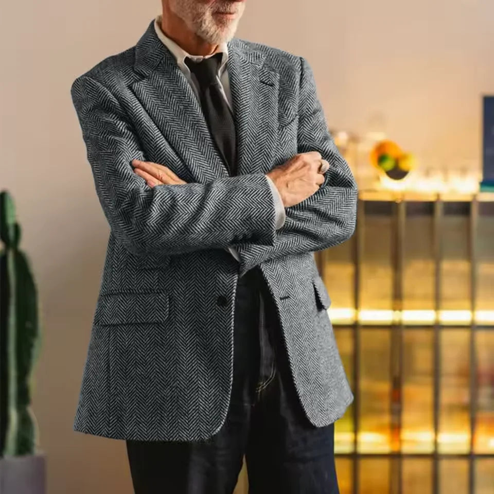 Mens Clothing Men's Large Herringbone Jacket Casual Blazer Single-breasted Slim Jacket Casual Fashion Comfortable Outerwear Coat