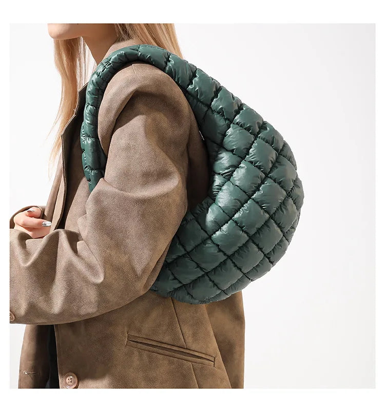 Quilted Embroidered Thread Women's Bag Pleated Cloud Mini Handbags Down Padded Lightweight Clutch Bag Cotton Small Shoulder Bags