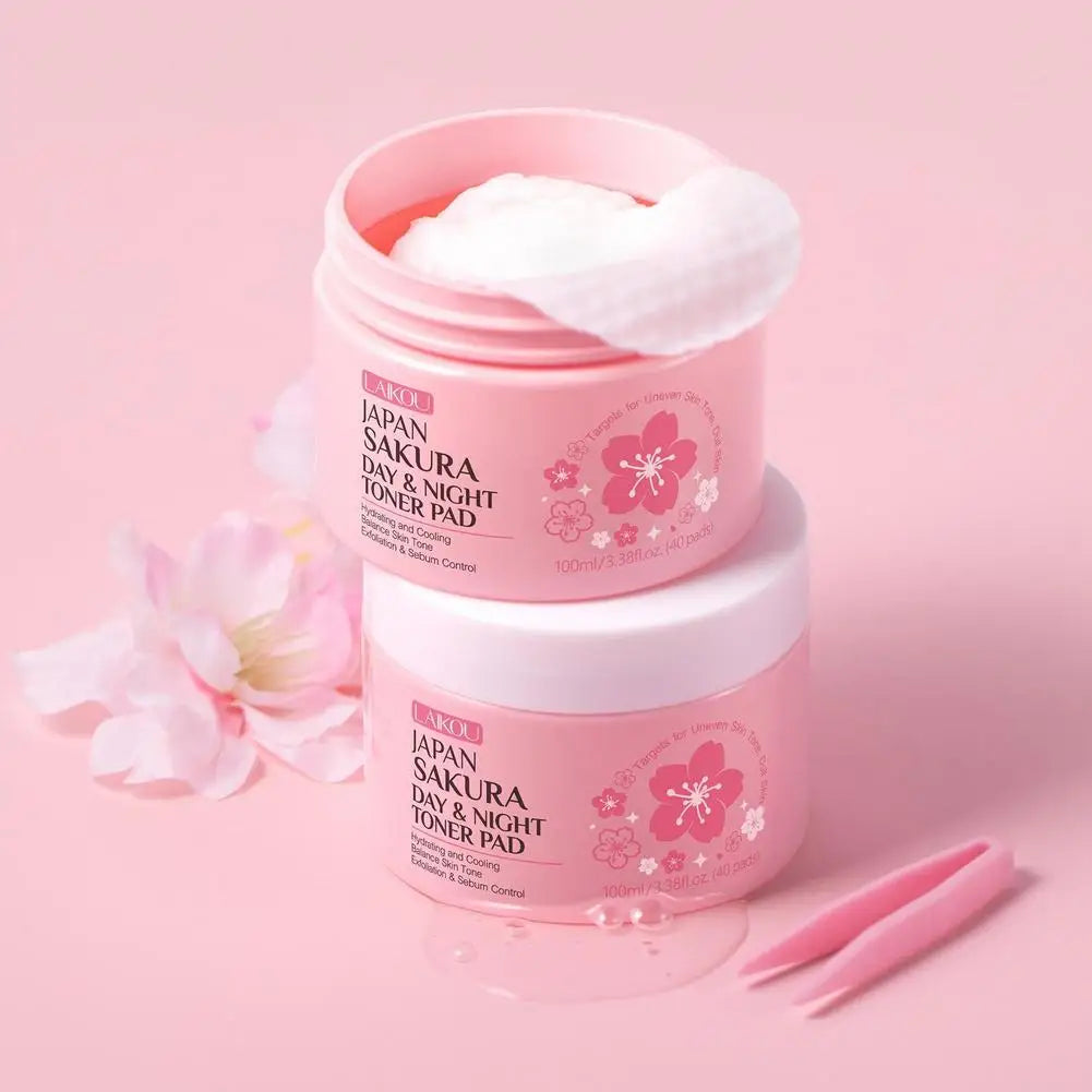 Sakura Toner Pads for Soothing, Hydrating & Redness Relief, Gentle for Sensitive Skin,Daily Night Moisturizing Face Skin Care