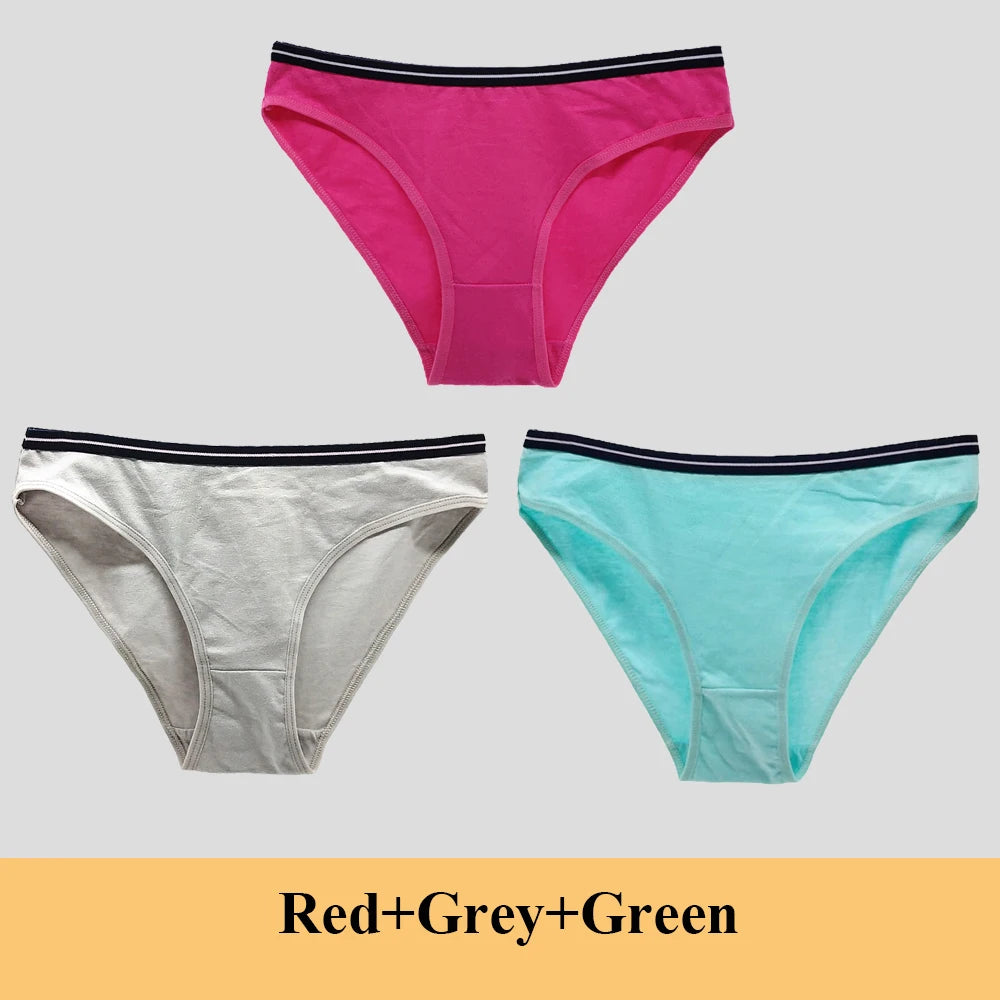 Woman Underwear Women's Cotton Sexy Panties Briefs Low Waist Lace Girls Ladies Knickers Lingerie for Women 3 Pcs/lot