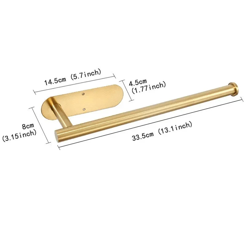 Paper Towel Holder Under Cabinet Wall Mount Stainless Steel Black Kitchen Paper Towel Rack Self Adhesive No Drilling Bathroom
