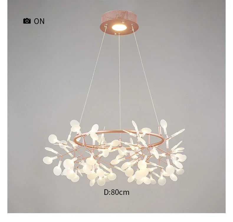 Nordic LED Firefly Ceiling Chandelier Modern Living Dining Room Pendant Lamp Bedroom Hanging Light Lustre Home Decor Fixture2023