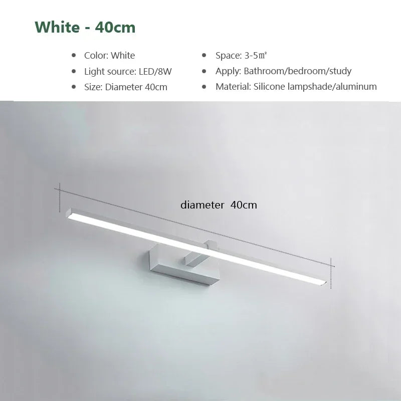 Modern LED Wall Lamp Bathroom Hardwares Sconce Three Colors Lights Aluminum Bathroom Bath Mirror Line Home Decor Light Fixture