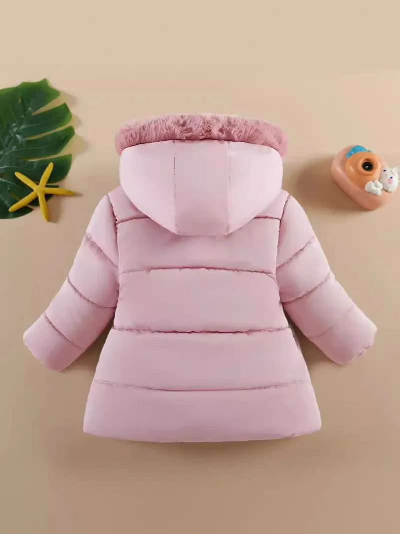Children's Winter Clothing For Girls 1 to 6 Years Old Cashmere Thickened Fashion Cotton-Padded Jacket Kids Long Sleeve Outfits