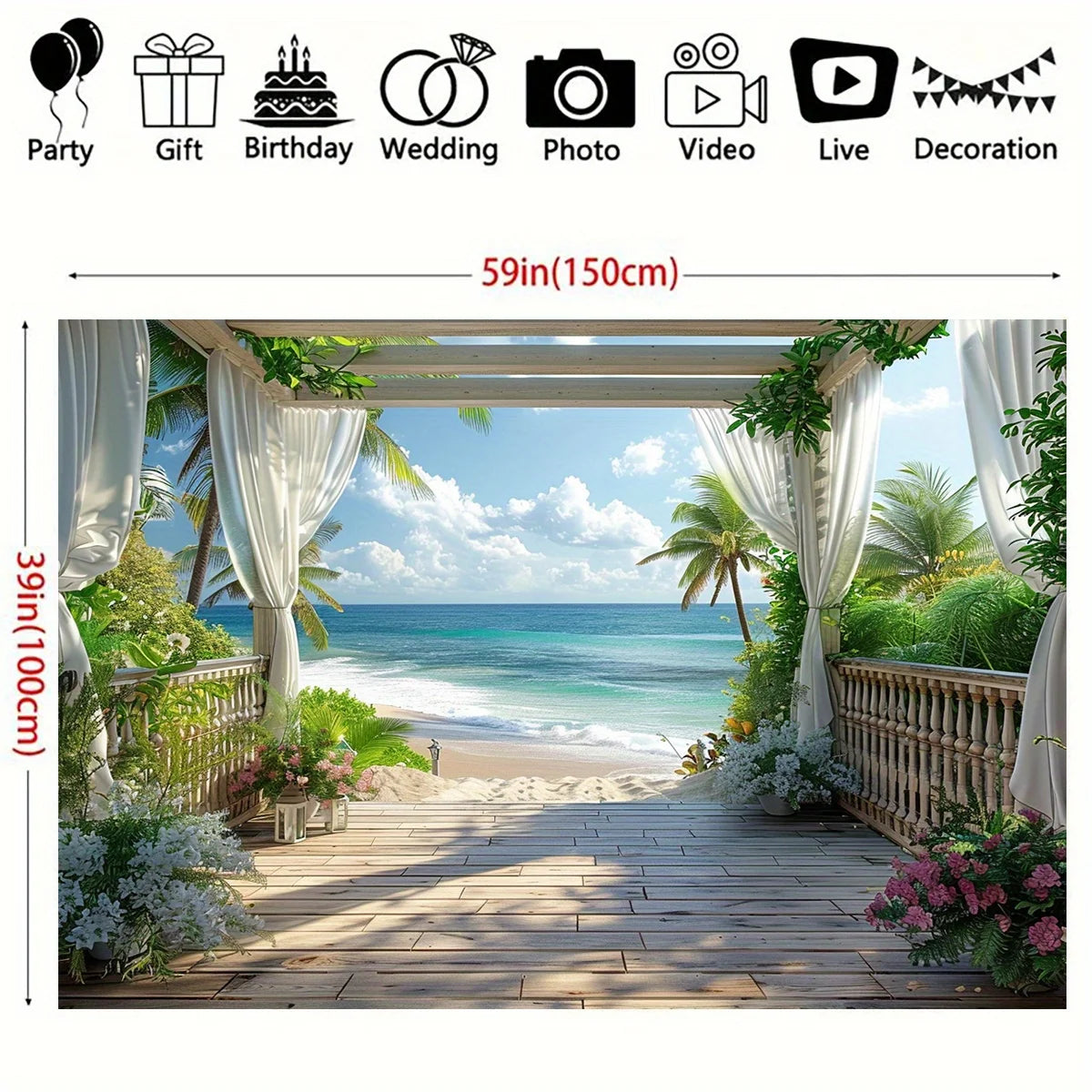 Landscape Window Scene Tapestry Wall Hanging,Perfect for Spring and Summer Decor Party,Birthday,and General Decor Supplies