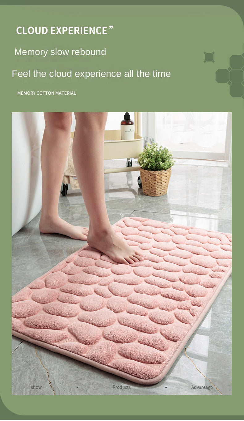 Mat Non-slip Carpets Cobblestone Embossed Bathroom Bath In Wash Basin Bathtub Side Floor Rug Shower Room Doormat Memory Foam