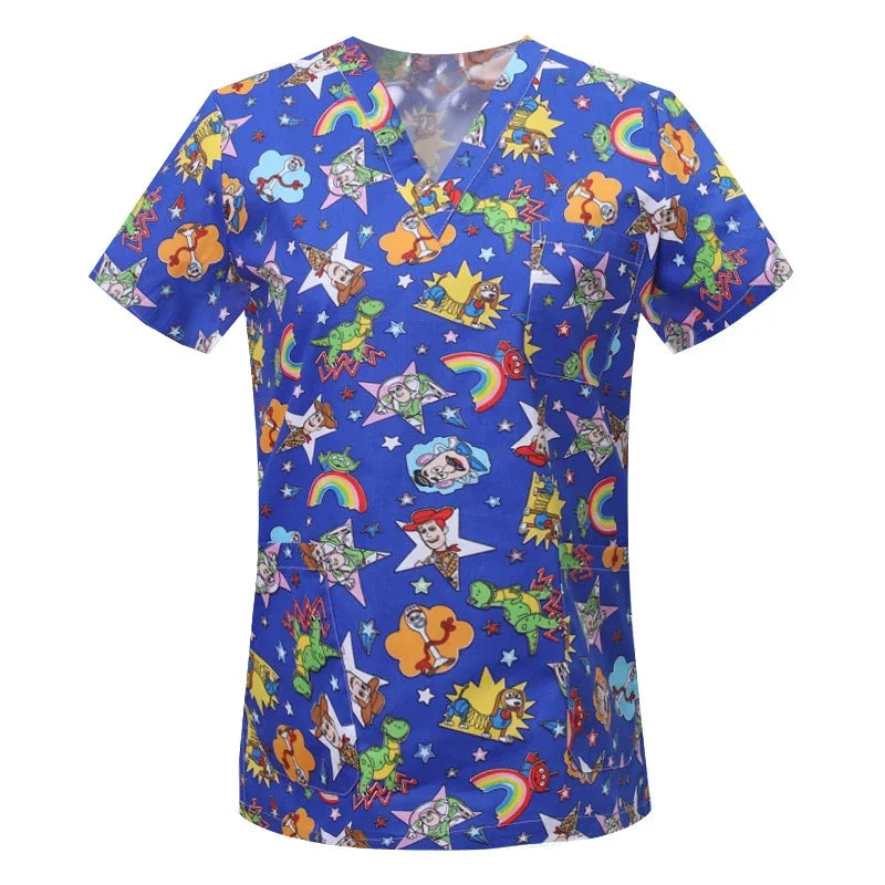 Women's Nursing Clothing High-quality Print Top Accessories Doctors Medical Uniform Hospital Nurse Beauty Salon Scrubs Top Women