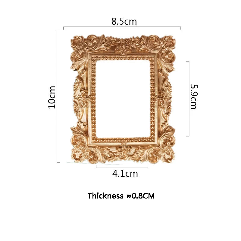 Mini gold small photo frame shooting props retro European style photo frame embossed nail art earrings pose props