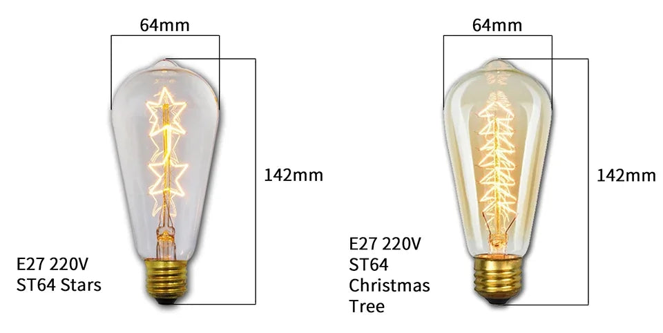 Vintage Edison LED Filament Bulb E27 220V 4W Dimmable Amber Glass ST64 G80 G95 G125 T185 A19 Retro Incandescent Lamp for Home