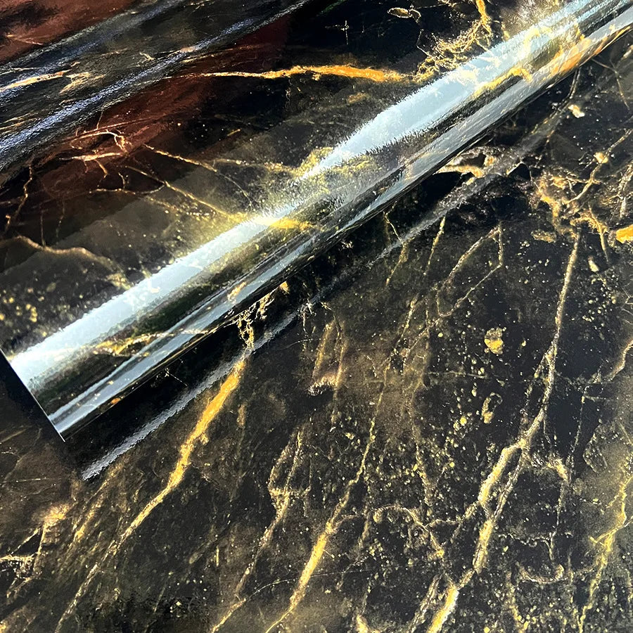 1 Piece Black Marble Patterned Wall Background Wall Stickers Oil and Dirt Resistant Furniture Renovation Self-adhesive Wallpaper