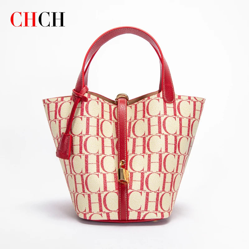 Classic Fashion Retro Design New 2024 Women's Vegetable Basket Bag with Metal Decorative Letter Design Women's Handbag