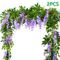 2/4pc 1.8M Wisteria Artificial Flowers Vine Garland Plants Wedding Arch Decoration Fake Plant Leaf Rattan Trailing Wall Flower