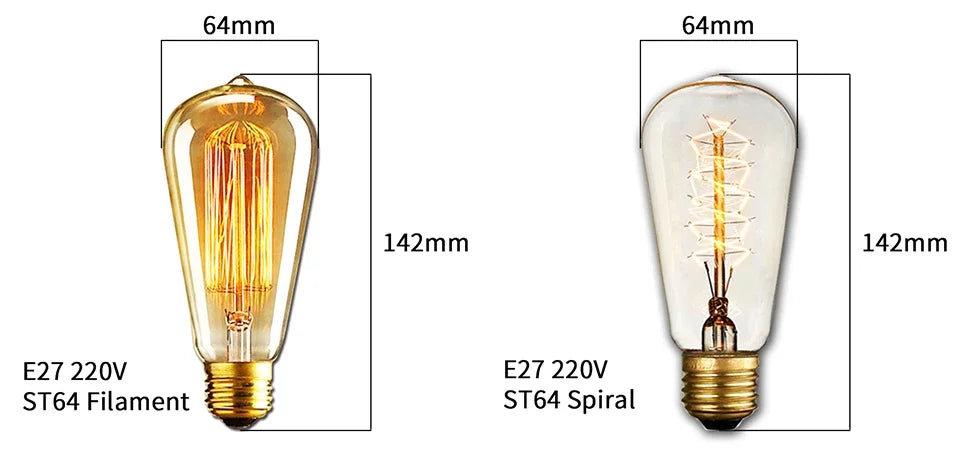Vintage Edison LED Filament Bulb E27 220V 4W Dimmable Amber Glass ST64 G80 G95 G125 T185 A19 Retro Incandescent Lamp for Home