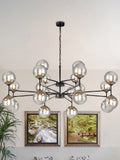 24-Light Sputnik Chandelier Black with Glass Shades Bubble Chandelier for Dining Room Living Room Sputnik Light Fixtures