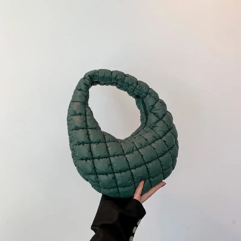 Quilted Embroidered Thread Women's Bag Pleated Cloud Mini Handbags Down Padded Lightweight Clutch Bag Cotton Small Shoulder Bags