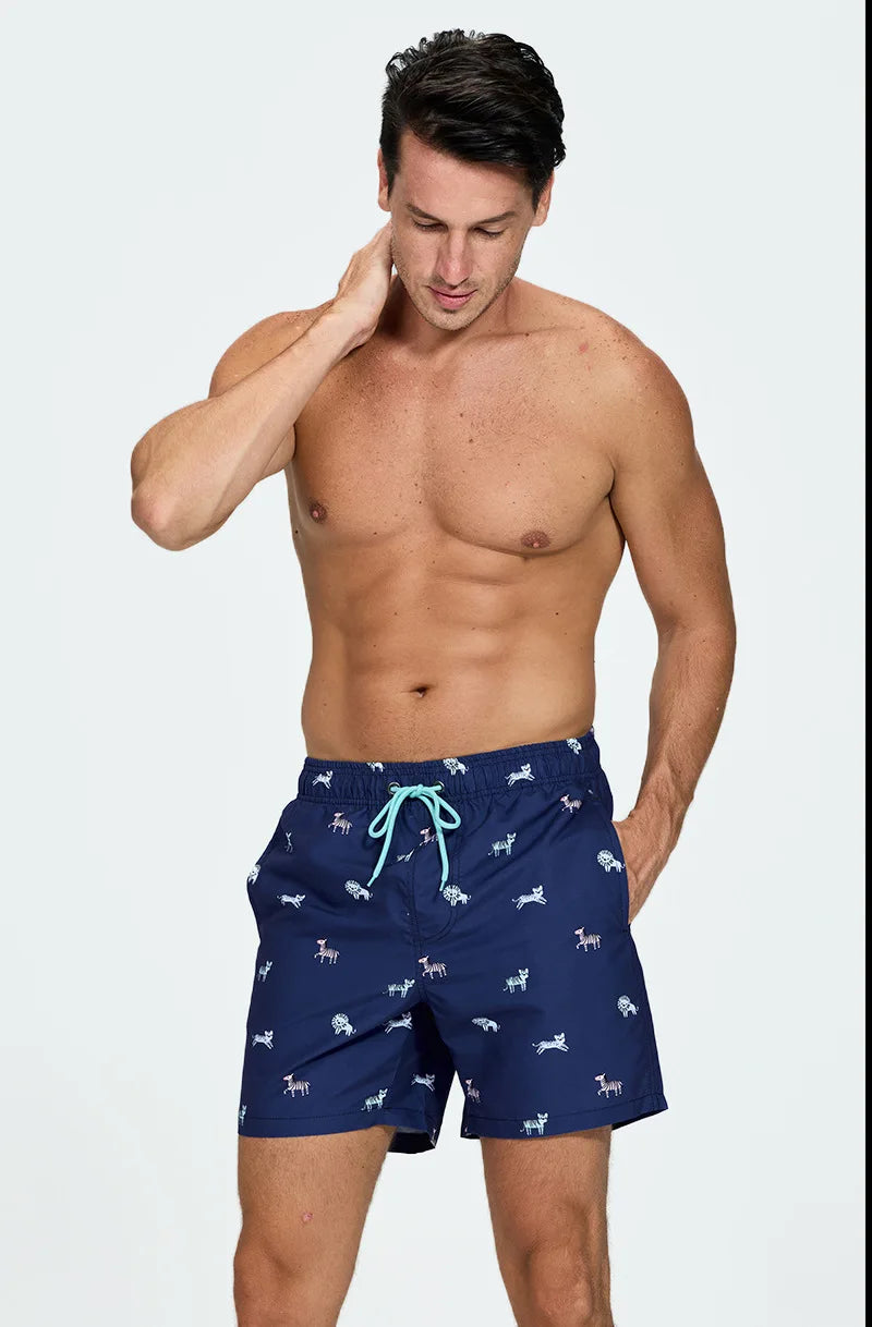 Quick-drying swimwear men beach shorts men's swimming trunks suit bath man holiday shorts quarter-print swimming trunk swimsuit