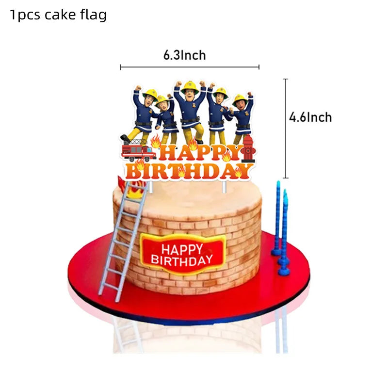 Fireman Sam Party Supplies Disposable Tableware Set Paper Plates Cups Tablecloth Fire Truck Birthday Party Decor Boys Baby Showe