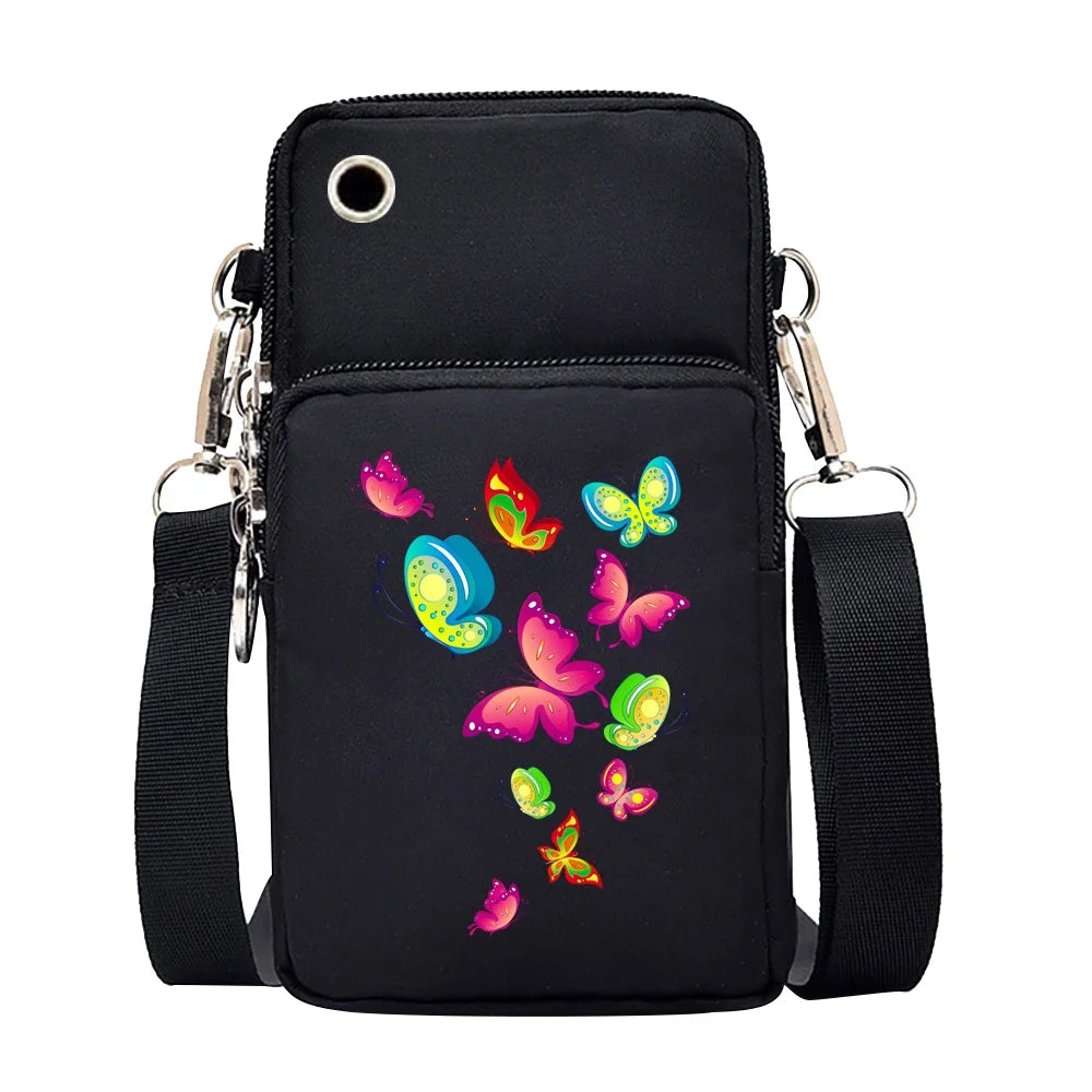 Universal Mobile Phone Bag Iphone 13 Huawei Shoulder Cross-body Package Women Sport Pouch Unisex Arm Wrist Bags Butterfly Print