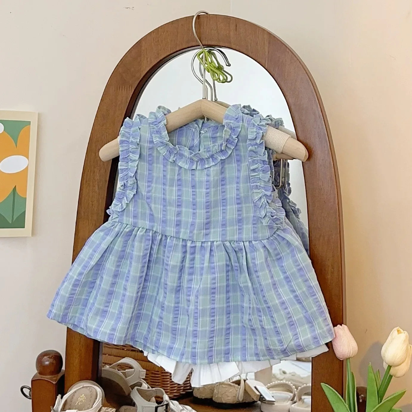 Children's Clothing Sets Plaid Sleeveless Top + Shorts Kids Clothes Girls Clothes Set 2 To 7 Years Kids Boutique Clothes