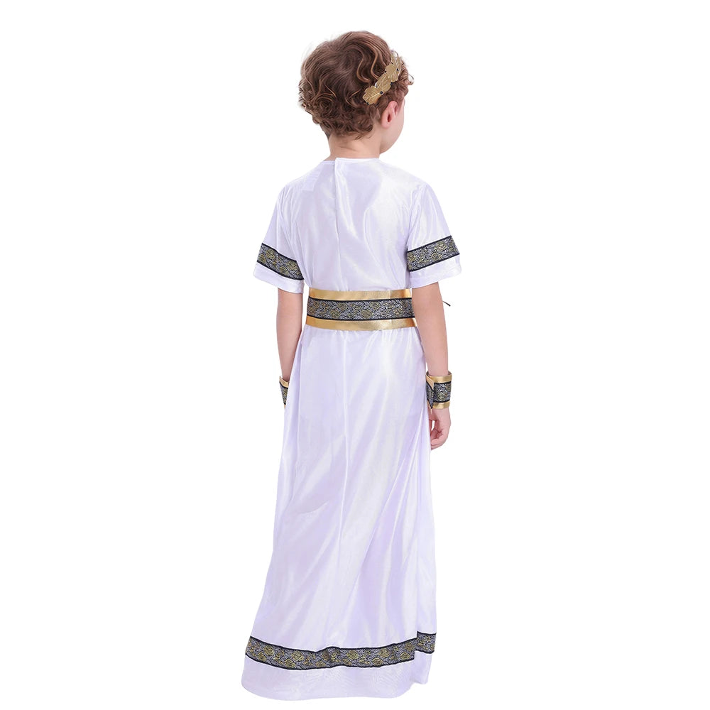Medieval Cosplay Costume for Kids, Ancient Roman Boy, Greek Emperor Caesar, Historical Outfit for Book Week Day, Halloween Party