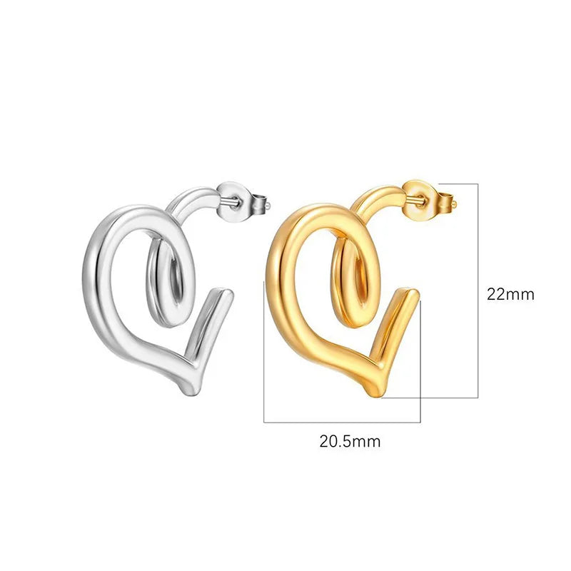 Most Popular Style Titanium Steel Hoop Earrings For Women C-type Peach Heart Round Ear Ring Non-fading Hot Selling Ear Jewelry