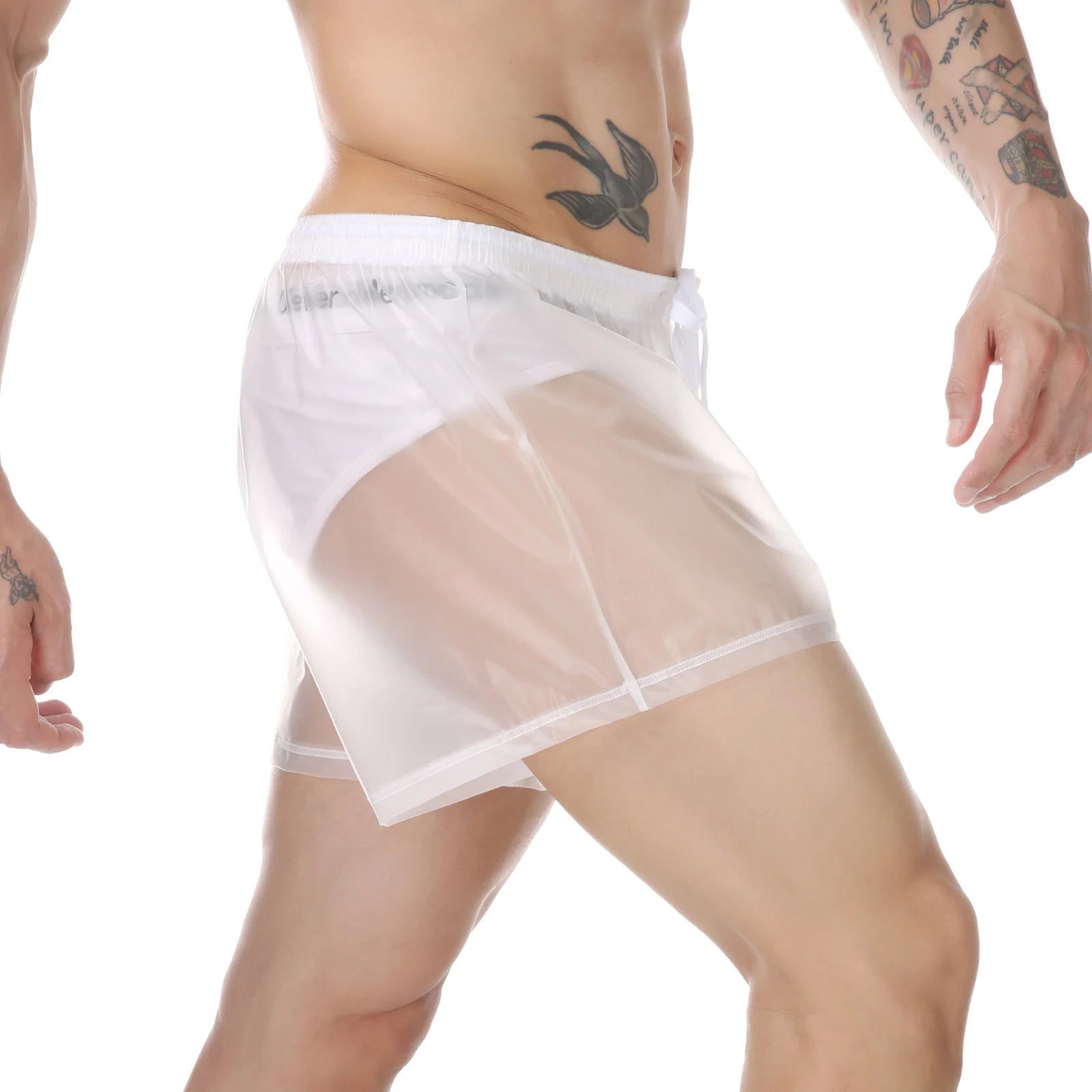 Men Beach Trunks Man Transparent Swimwear Sexy Swimming Swimsuit PVC Beachwear Shorts Boardshorts Bathing Suit Waterproof