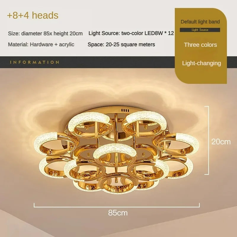 Modern Chandelier For Living Room Bedroom Nordic Golden Ring Ceiling Lamp Luxury Home Decor Indoor Ceiling Light Lustre Fixtures