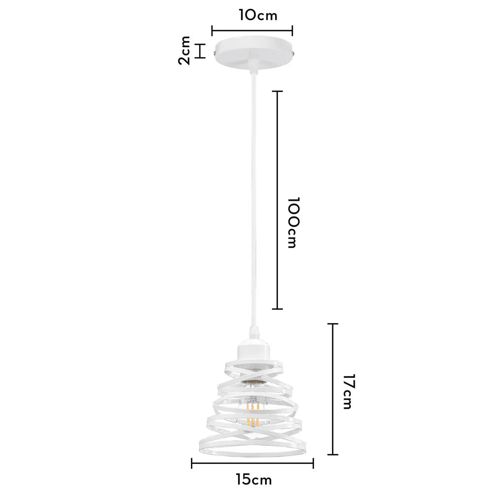 Modern Pendant Light Industrial Vintage White Wrought Cage Pendant Lamp for Living Room Bedroom Dining Room Loft Home Decor E27