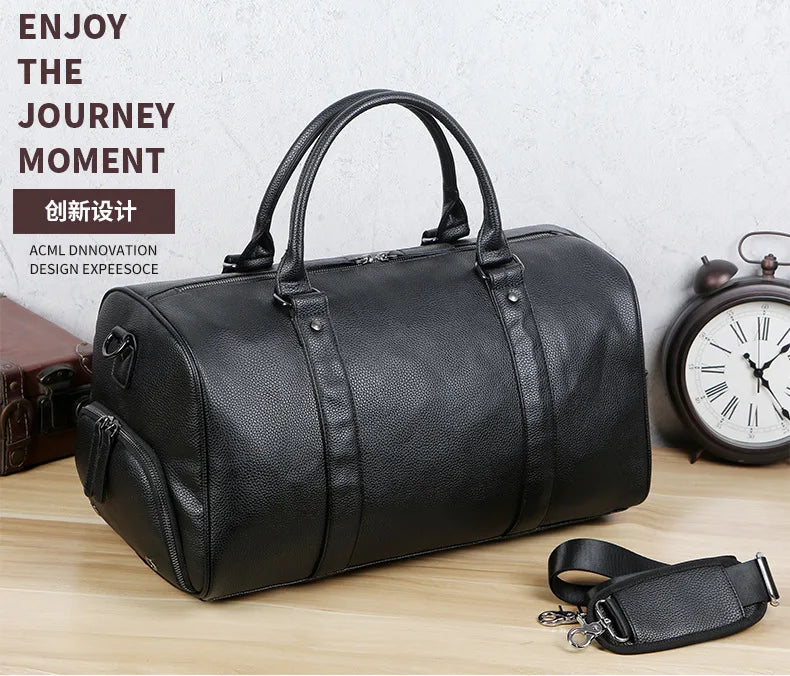 Men's Travel Bag Luxury Large Capacity  Luggage Duffle Bag Leather Portable Durable Crossbody Gym Purse Handbag Luggage Outdoor