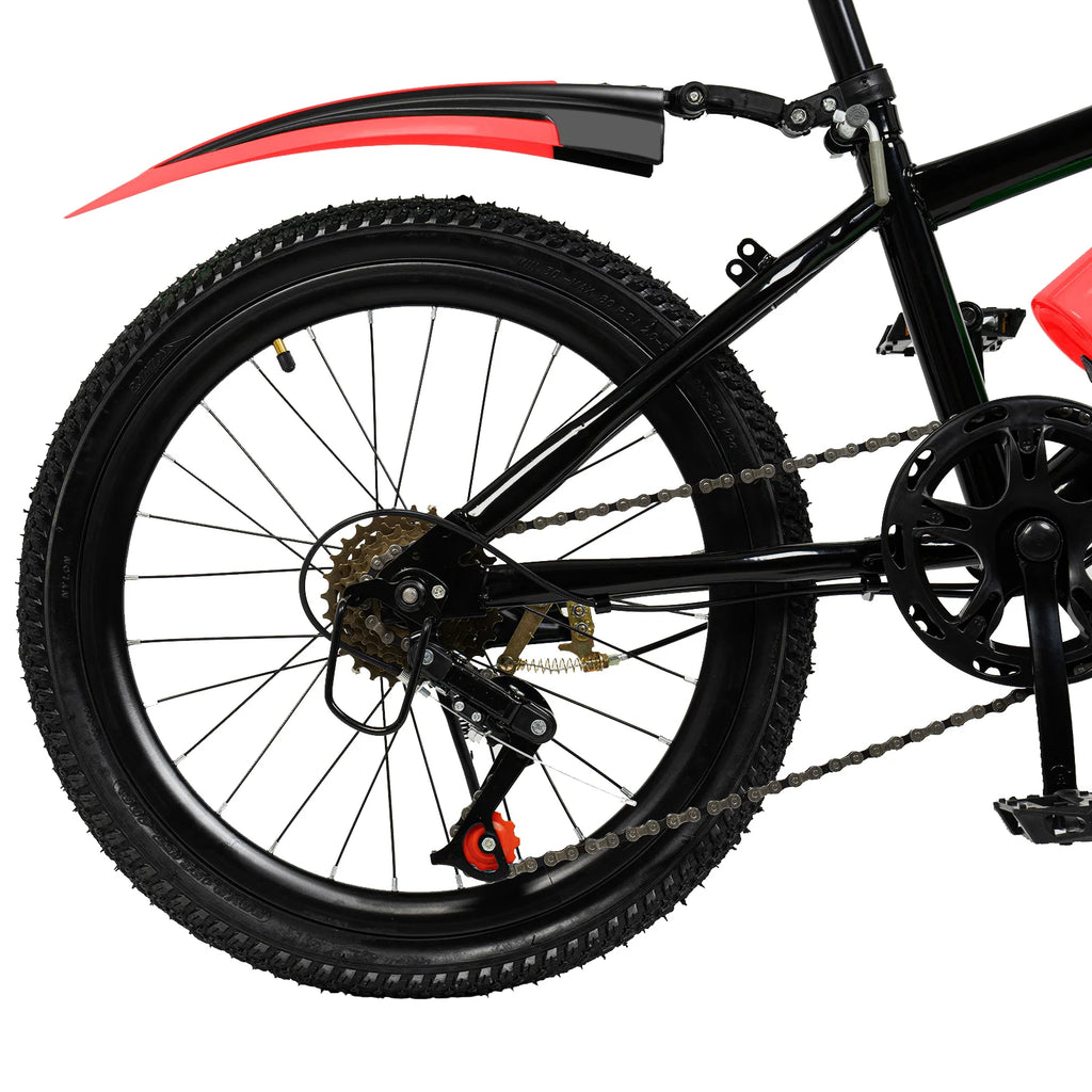 20" Mountain Bike 7 Speeds Kids Bicycle Dual-Disc Brakes Unisex Children's Bicycle Height Adjustable MTB Boys Girls Riding Bike