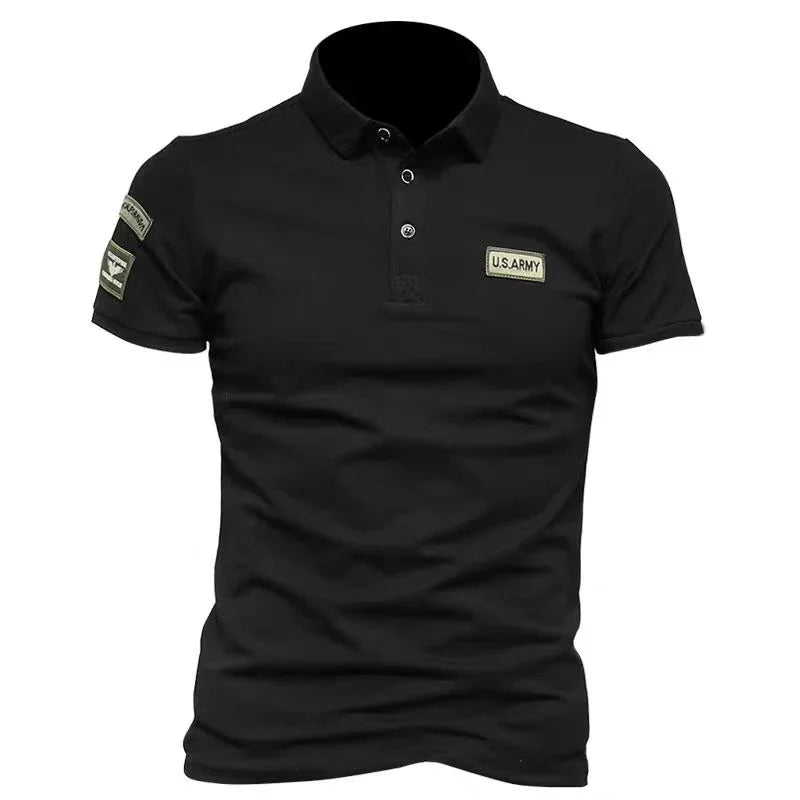 New Men Short Sleeve Breathable Polo Shirts Embroidered T Shirt for Men Lightweight Solid Color Tops Button Shirts
