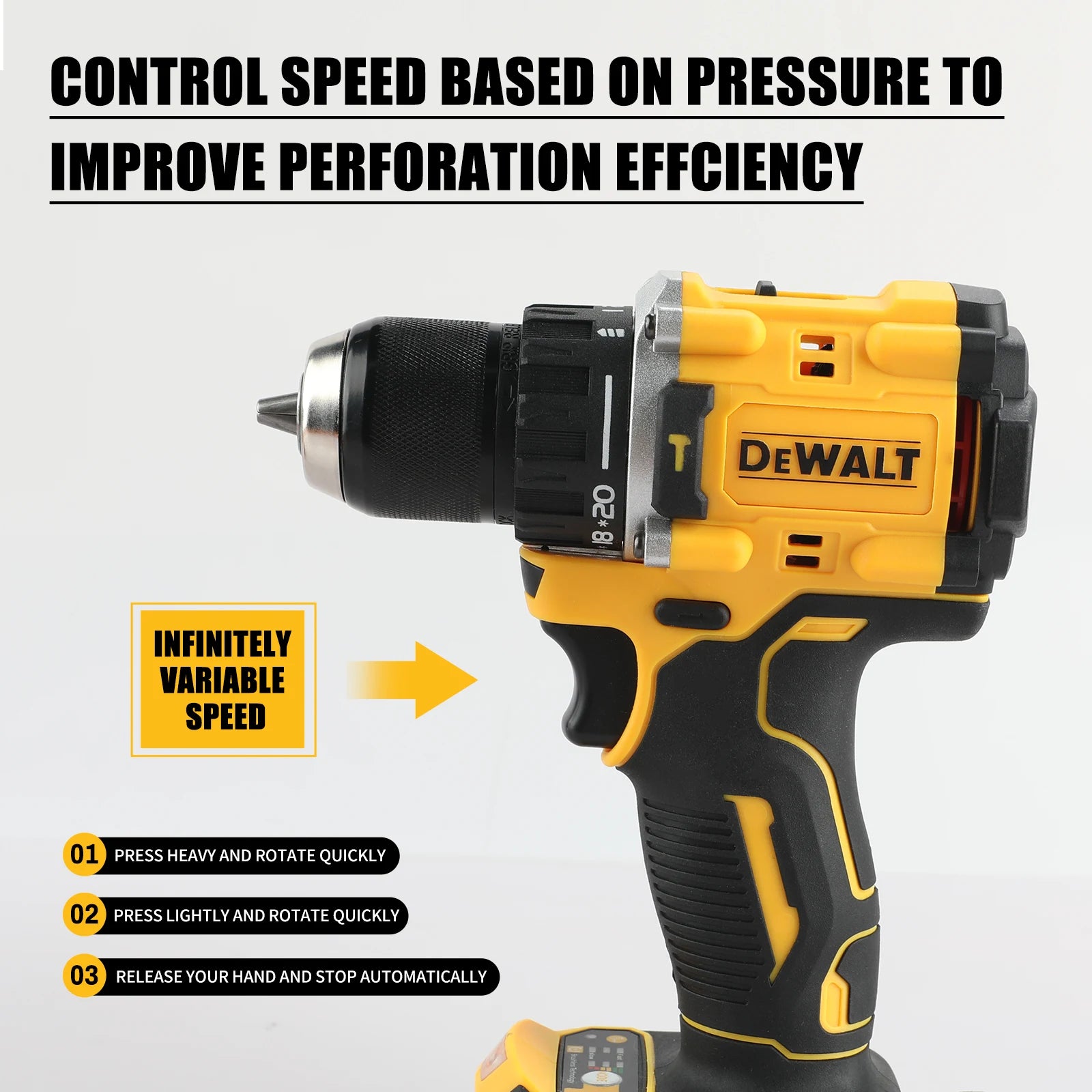 Dewalt 20V DCD805 Cordless Impact Drill Brushless Impact Drill/driver Kit Tool, Car Repair Tool