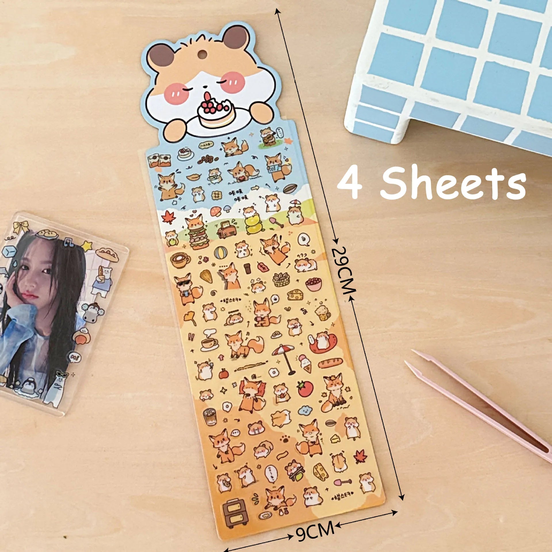 4 Sheets Stickers Cute Animal Handbooks Decorative Stickers Cute Fun Stickers