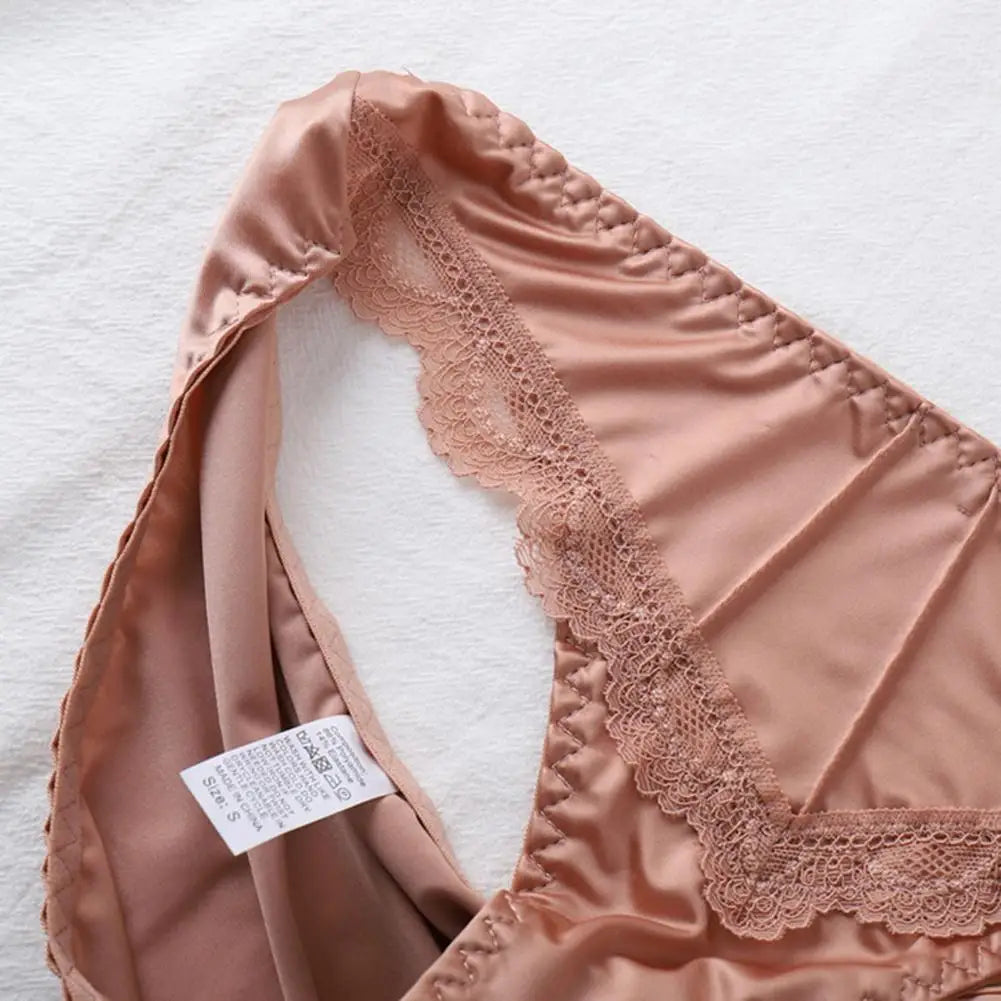 Women Underpants Low-waist Underwear Floral Lace Trim Silky Stretchable Panties Daily Wear Honeymoon Wedding Night Thong 여자 팬티