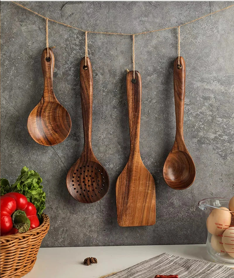 Teak Wooden Spatulas Kitchen Utensils Cooking Utensil Eco-Friendly Wood Spatula for Non Stick Cookware